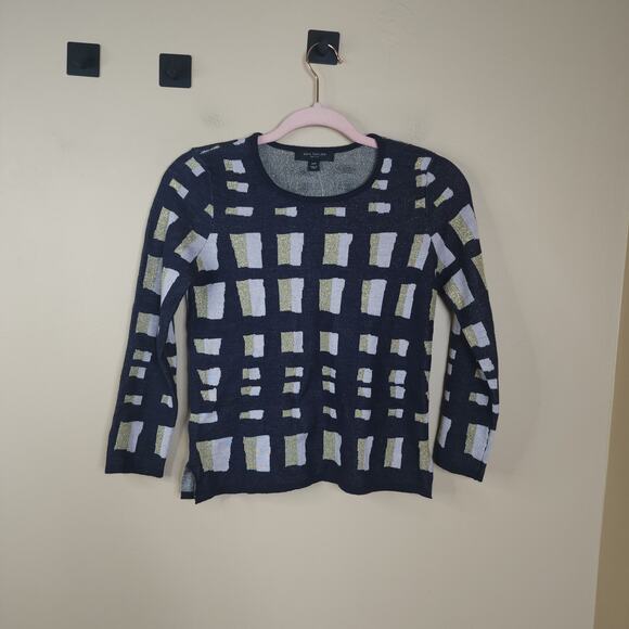 Ann Taylor Lattice Knit Black Gold Metallic Sweater Size XXSP - Picture 1 of 8